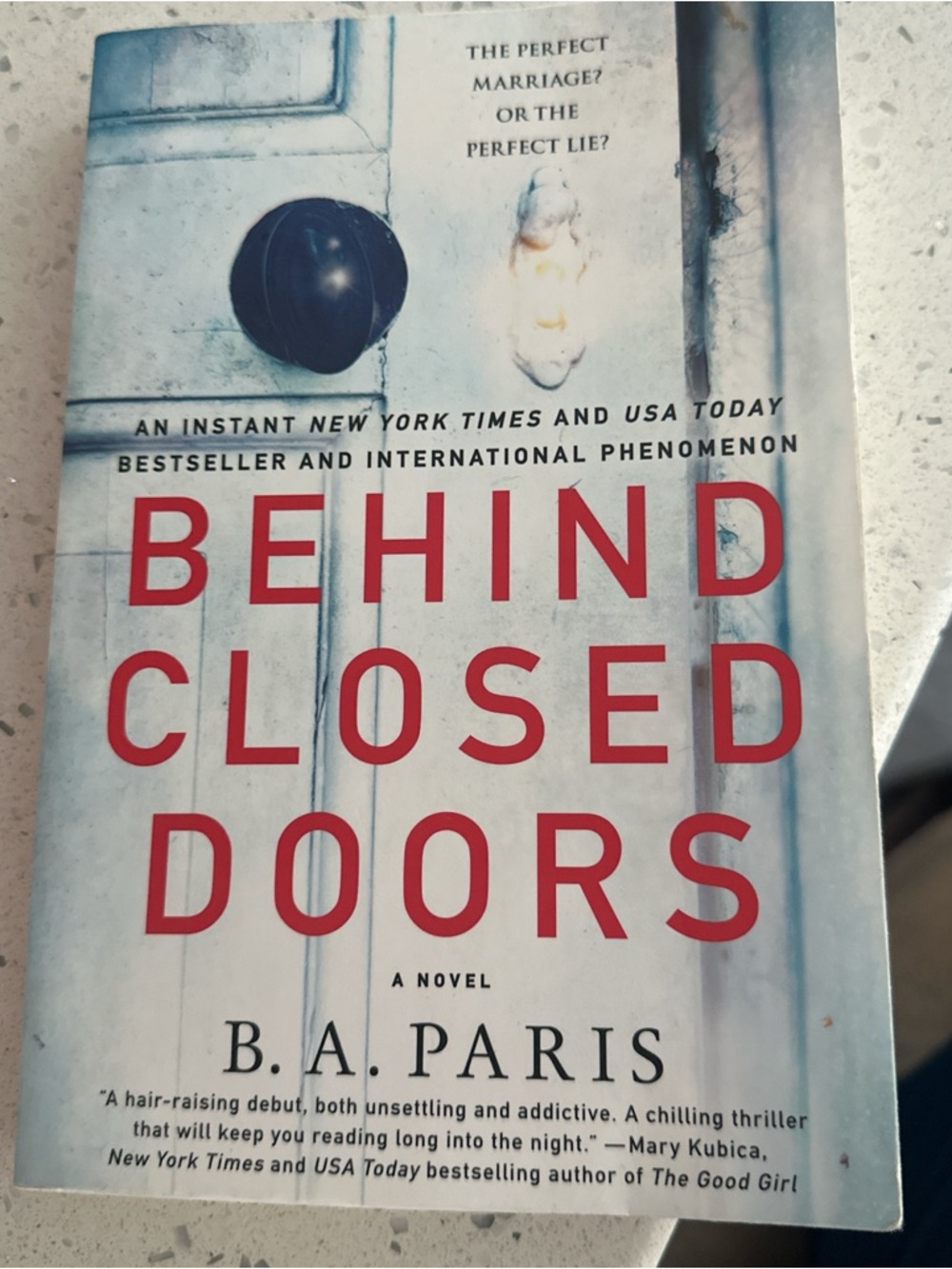 Behind Closed Doors by B. A. Paris - White Cover with Red Text